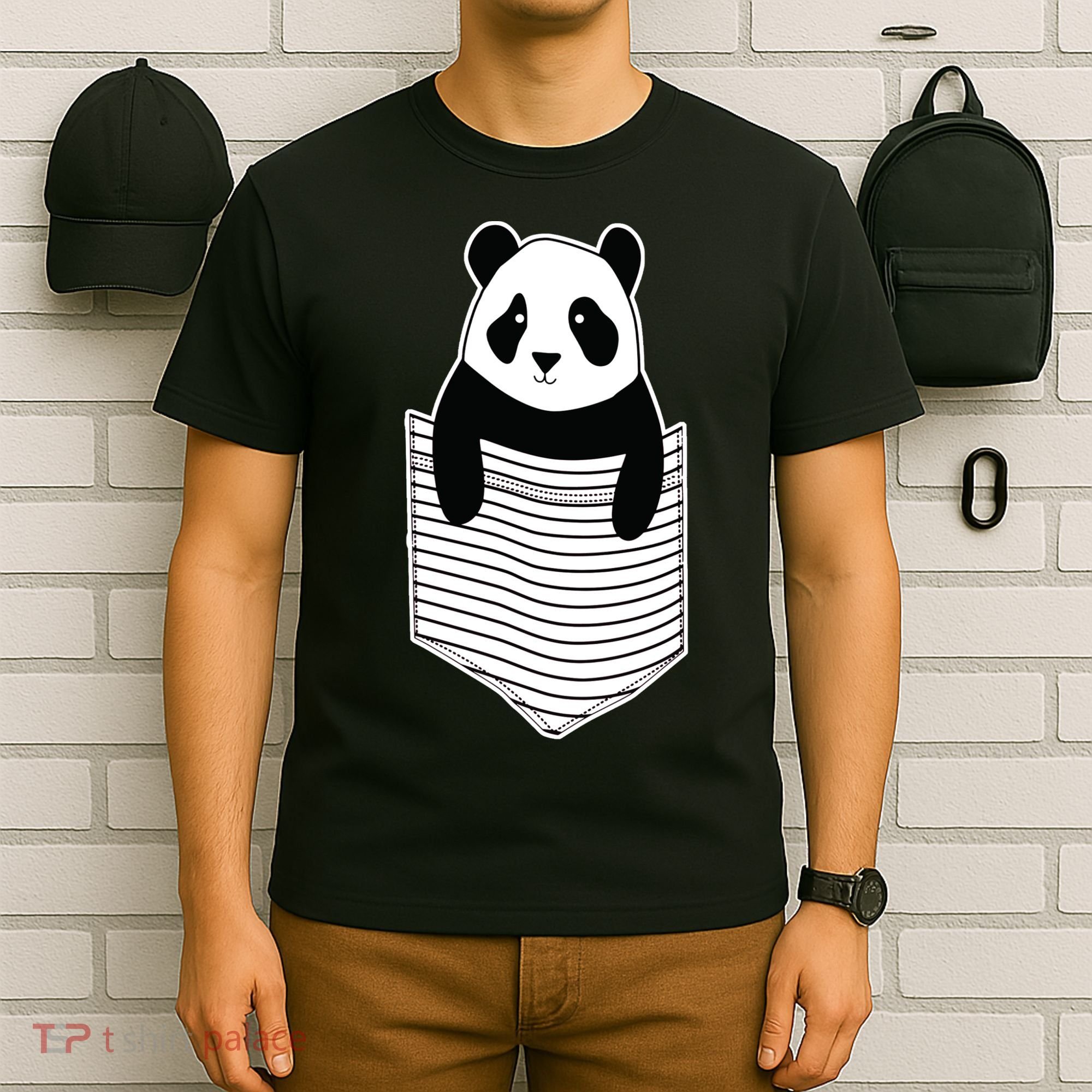 Cute Panda Pocket T-Shirt
