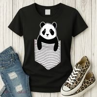 Cute Panda Pocket Women's T-Shirt thumb 3
