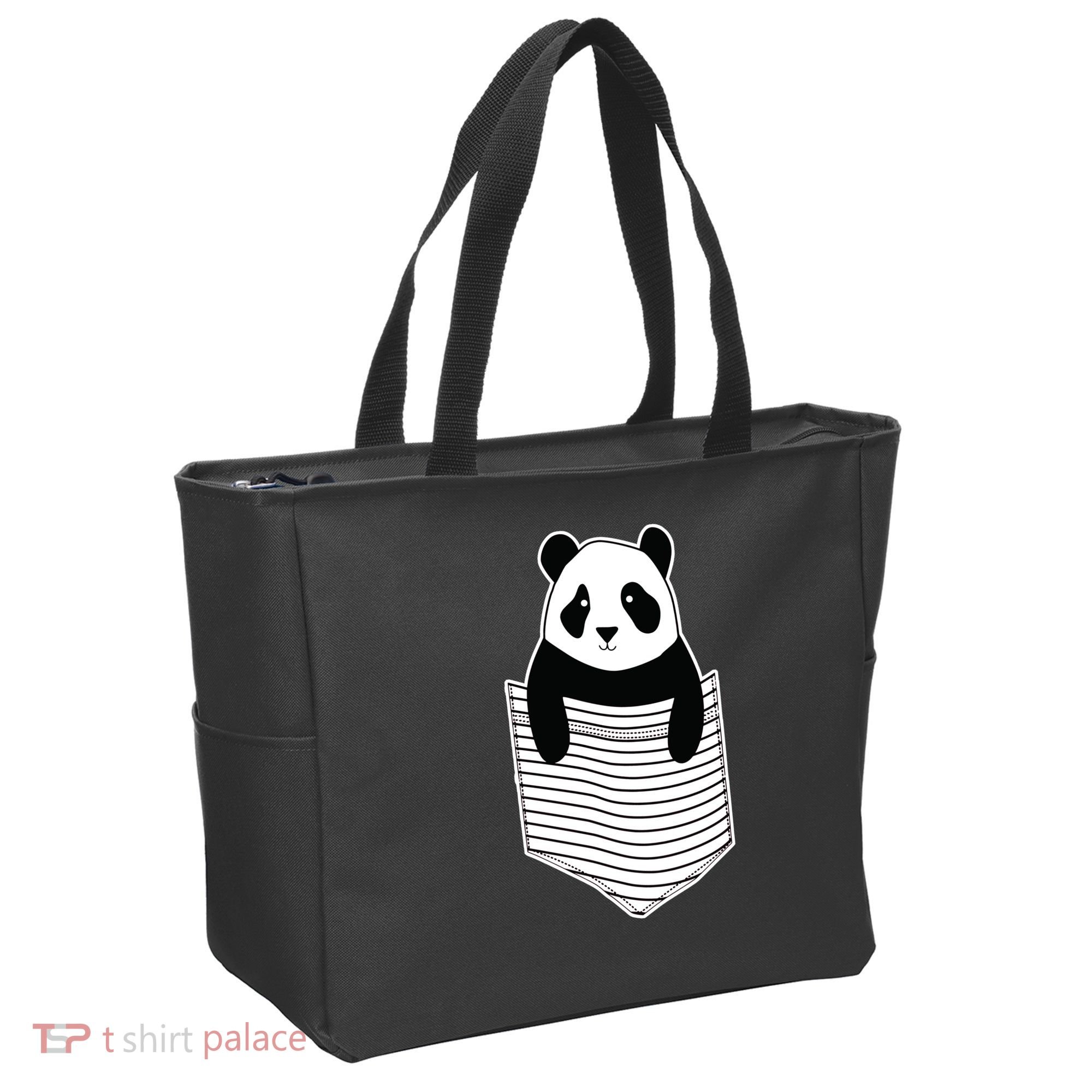 Cute Panda Pocket Tote Bag