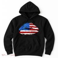 Cute Patriot USA American Flag Lipstick Kiss Hoodie thumb 0