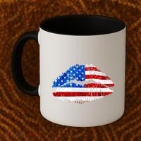 Cute Patriot USA American Flag Lipstick Kiss Coffee Mug thumb 2