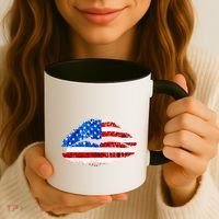 Cute Patriot USA American Flag Lipstick Kiss Coffee Mug thumb 3