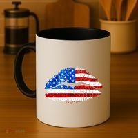 Cute Patriot USA American Flag Lipstick Kiss Coffee Mug thumb 4