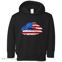Cute Patriot USA American Flag Lipstick Kiss Toddler Hoodie thumb 0
