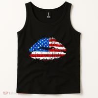Cute Patriot USA American Flag Lipstick Kiss Tank Top thumb 2