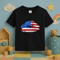 Cute Patriot USA American Flag Lipstick Kiss Toddler T-Shirt thumb 3