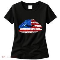 Cute Patriot USA American Flag Lipstick Kiss Women's T-Shirt thumb 0