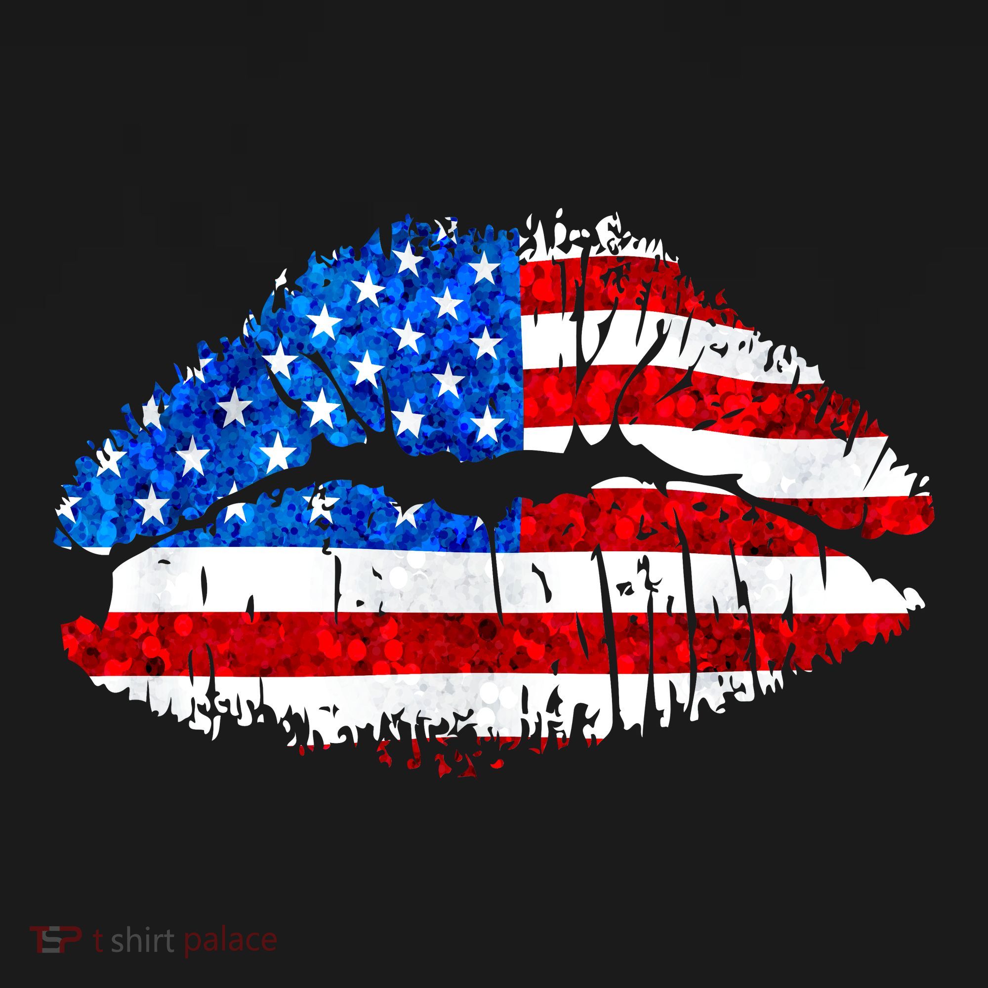 Cute Patriot USA American Flag Lipstick Kiss Women's T-Shirt