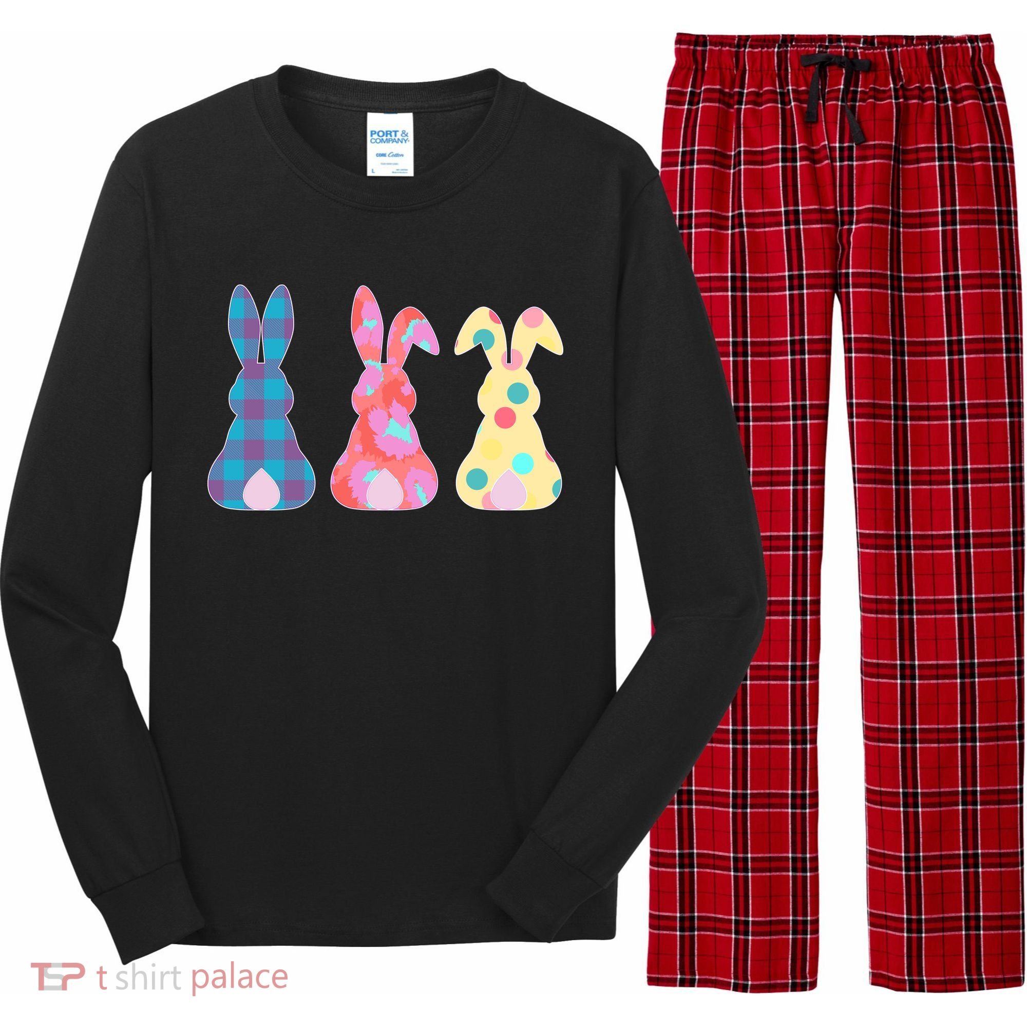 Cute Patterns Easter Bunnies Long Sleeve Pajama Set