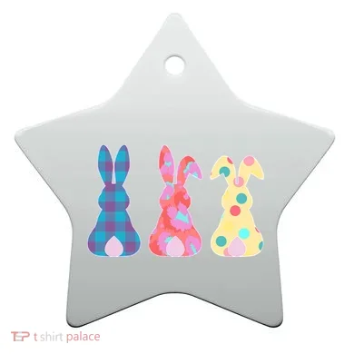 Cute Patterns Easter Bunnies Ceramic Ornament
