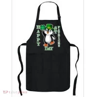 Cute Penguin Happy St Patricks Day Apron thumb 0
