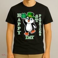 Cute Penguin Happy St Patricks Day T-Shirt thumb 3