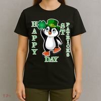 Cute Penguin Happy St Patricks Day T-Shirt thumb 4