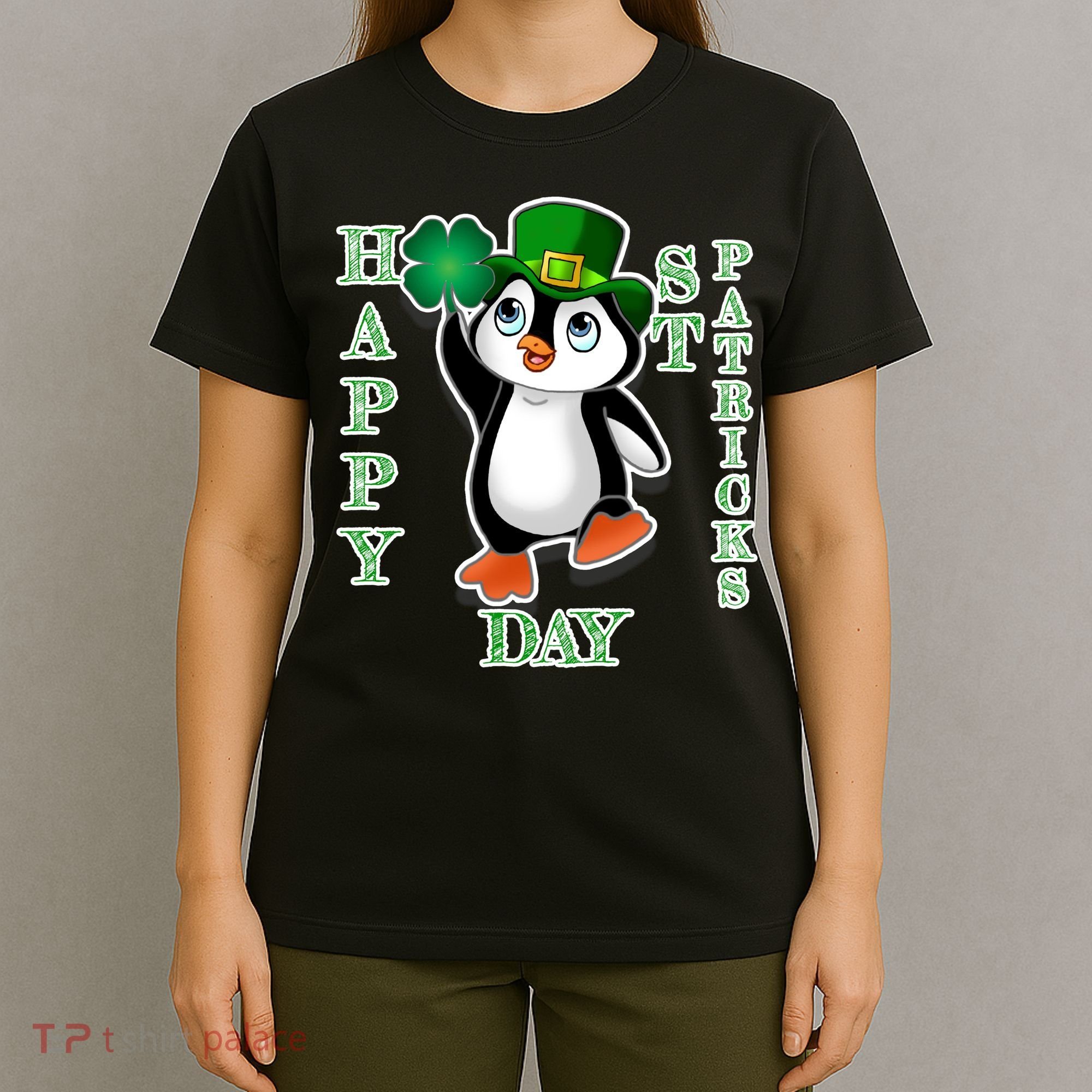 Cute Penguin Happy St Patricks Day T-Shirt