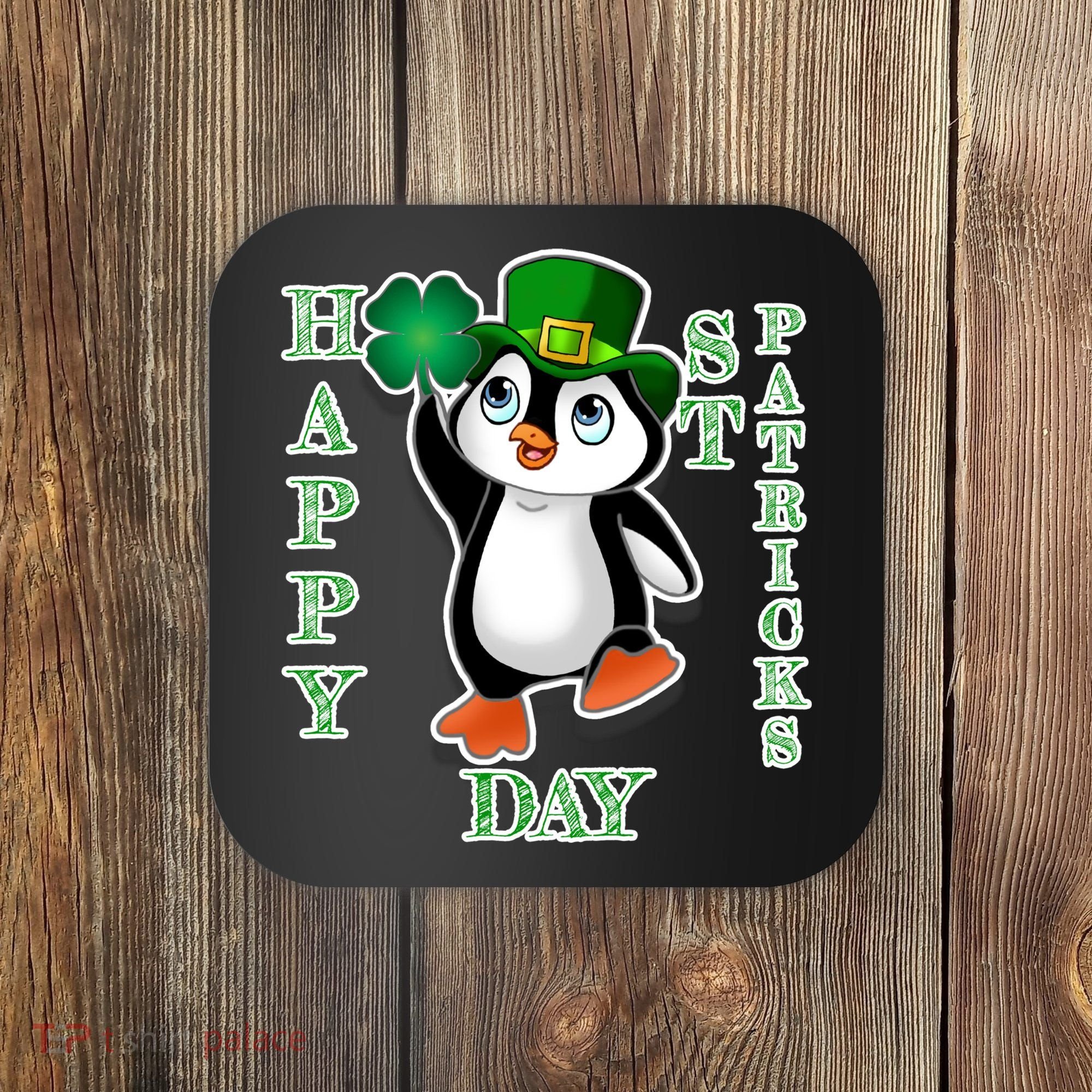 Cute Penguin Happy St Patricks Day Coaster