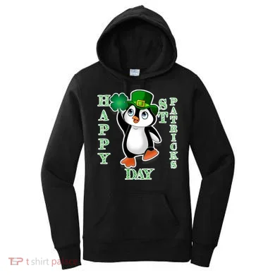 Cute Penguin Happy St Patricks Day Women's Hoodie