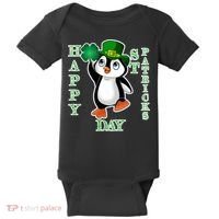 Cute Penguin Happy St Patricks Day Baby Bodysuit thumb 0