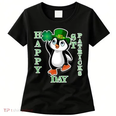 Cute Penguin Happy St Patricks Day Women's T-Shirt