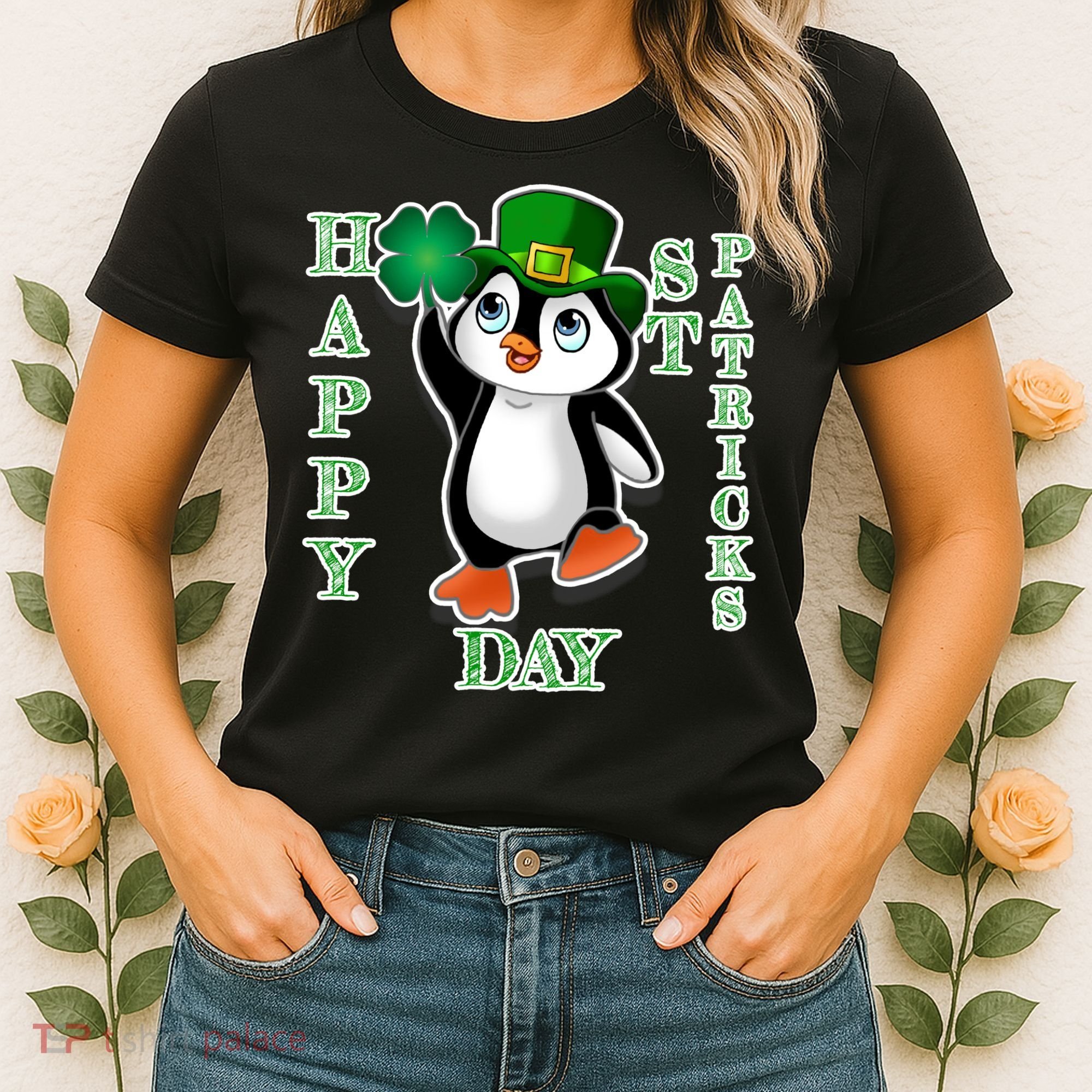 Cute Penguin Happy St Patricks Day Women's T-Shirt