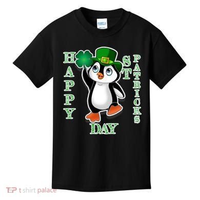 Cute Penguin Happy St Patricks Day Kids T-Shirt