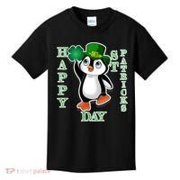 Cute Penguin Happy St Patricks Day Kids T-Shirt thumb 0