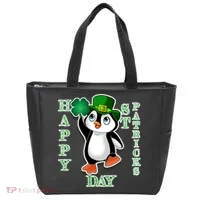 Cute Penguin Happy St Patricks Day Tote Bag thumb 0
