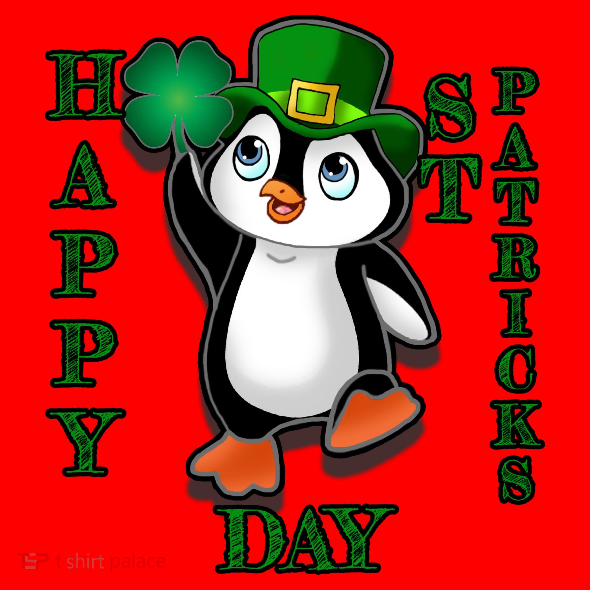 Cute Penguin Happy St Patricks Day Santa Hat