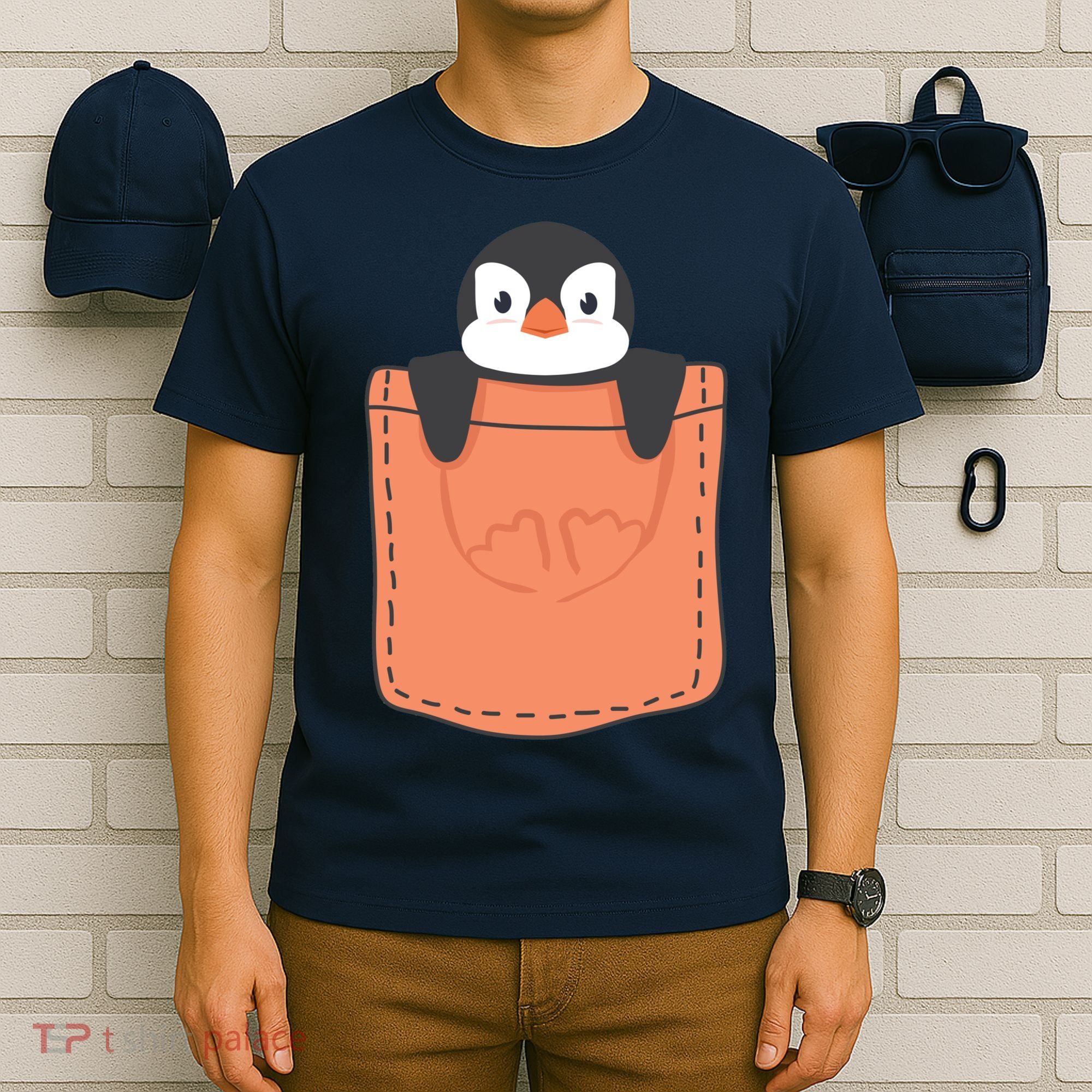 Cute Penguin In Pocket T-Shirt