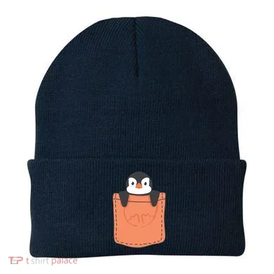 Cute Penguin In Pocket Beanie