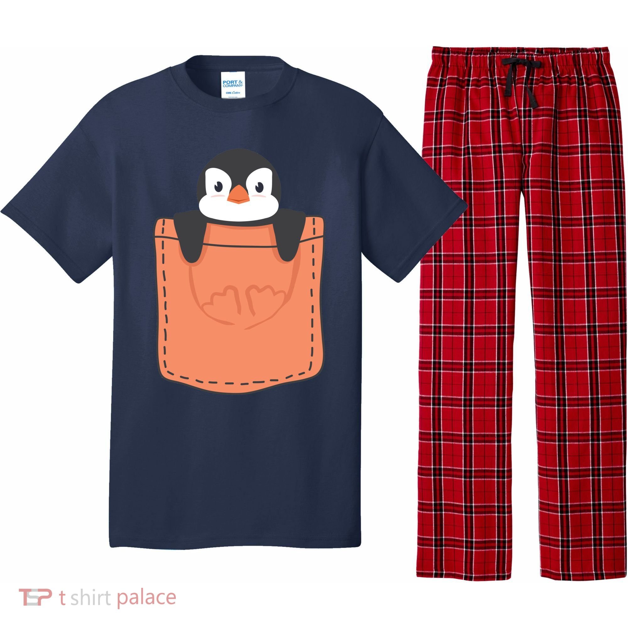 Cute Penguin In Pocket Pajama Set