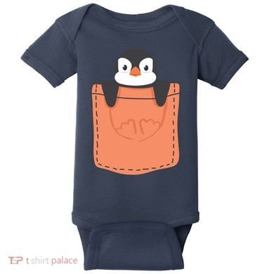Cute Penguin In Pocket Baby Bodysuit