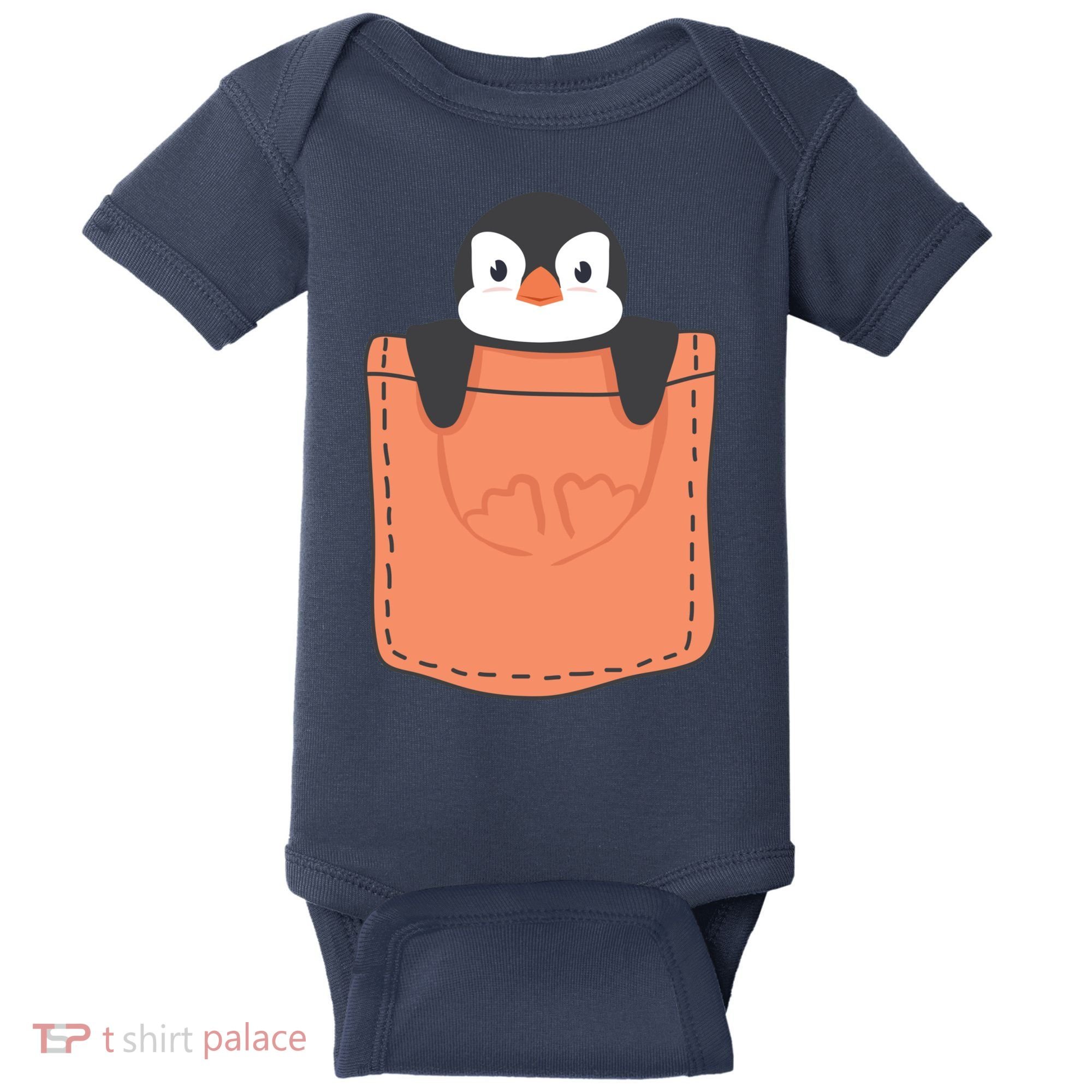 Cute Penguin In Pocket Baby Bodysuit
