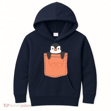 Cute Penguin In Pocket Kids Hoodie