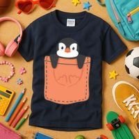 Cute Penguin In Pocket Kids T-Shirt thumb 3