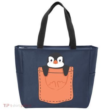 Cute Penguin In Pocket Tote Bag
