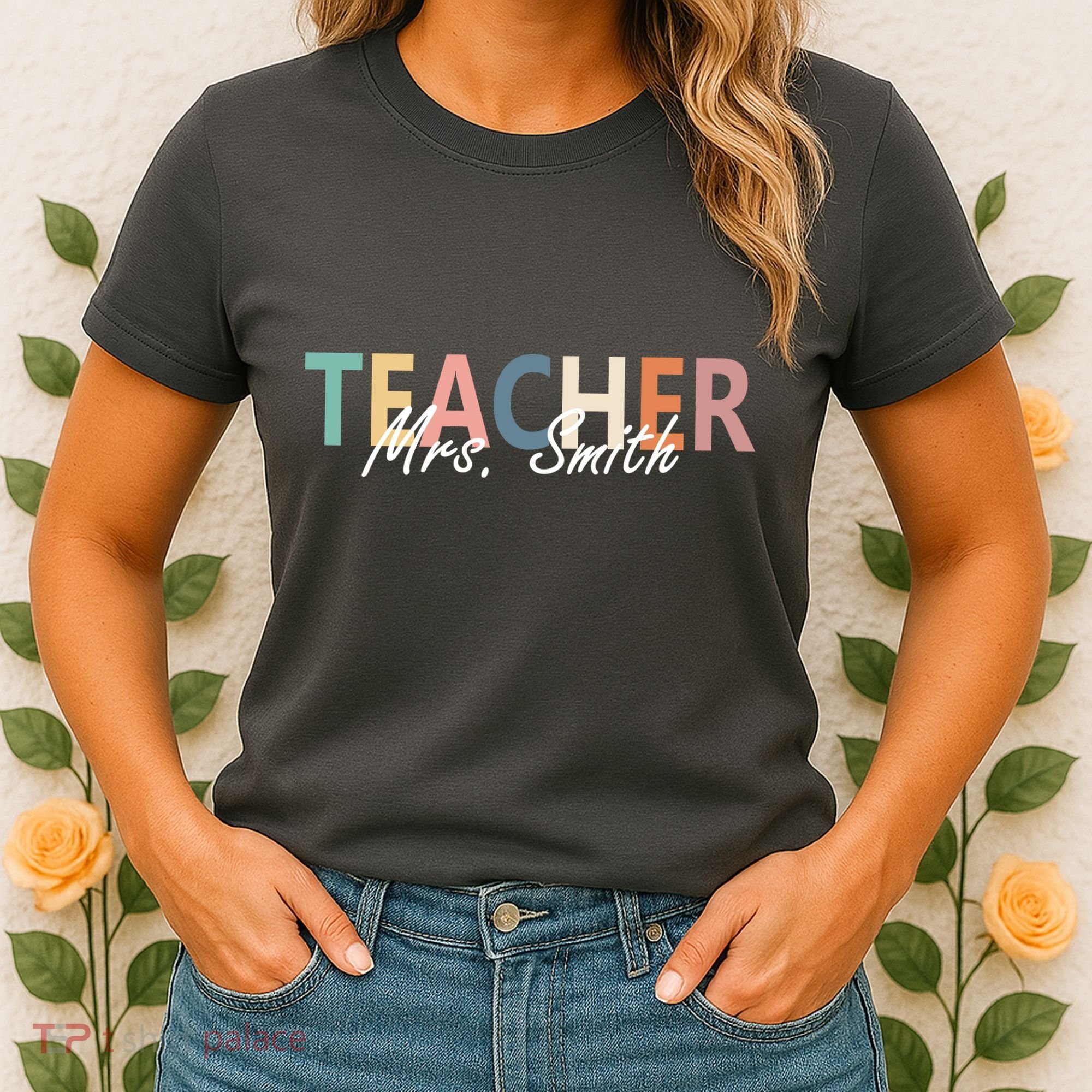 Cute Personalize Teacher Customizable Gift Custom Women's T-Shirt