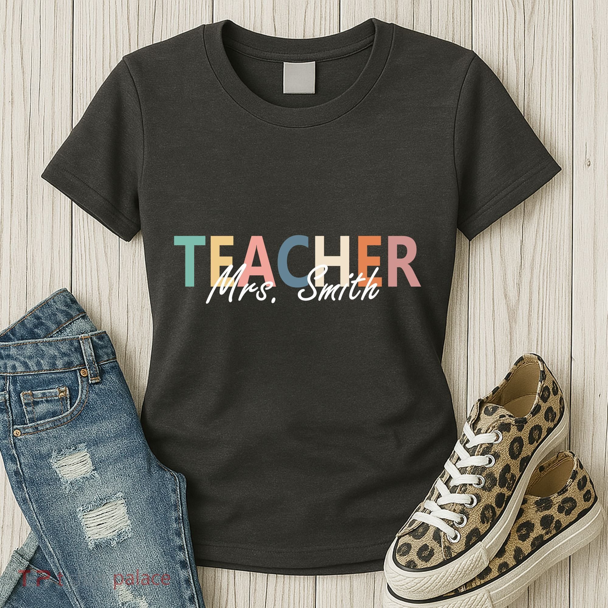 Cute Personalize Teacher Customizable Gift Custom Women's T-Shirt