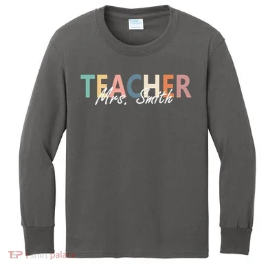 Cute Personalize Teacher Customizable Gift Custom Kids Long Sleeve Shirt