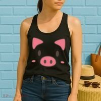 Cute Piggy Face Halloween Costume Women's Tank Top thumb 2