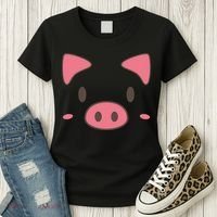 Cute Piggy Face Halloween Costume Women's T-Shirt thumb 3
