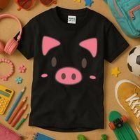 Cute Piggy Face Halloween Costume Kids T-Shirt thumb 3