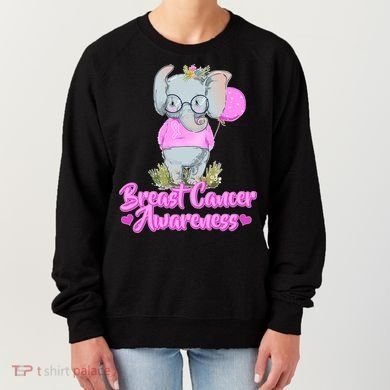 Cute Pink Elephant Breast Cancer Awareness Women's Sweatshirt