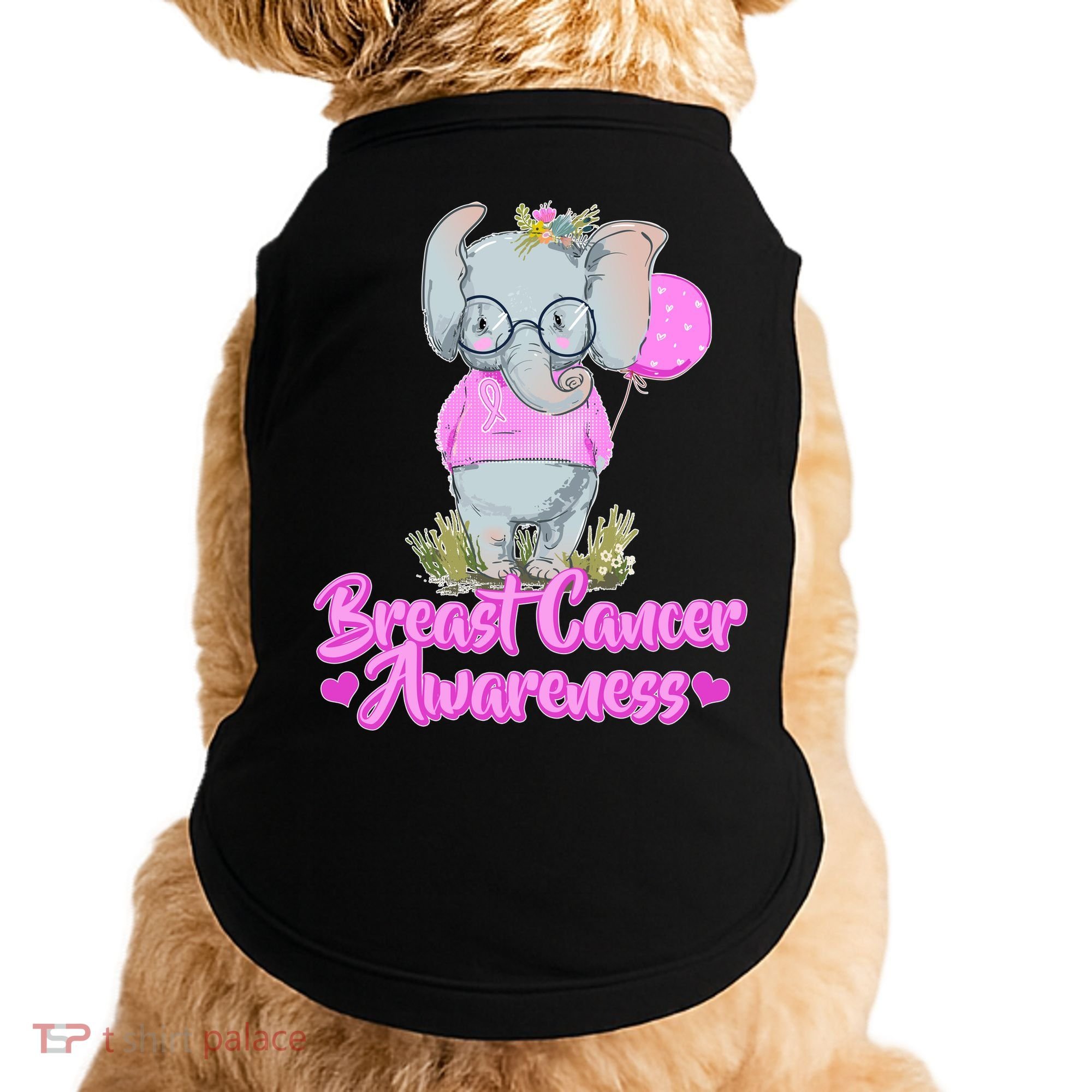 Cute Pink Elephant Breast Cancer Awareness Doggie Tank