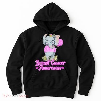 Cute Pink Elephant Breast Cancer Awareness Hoodie