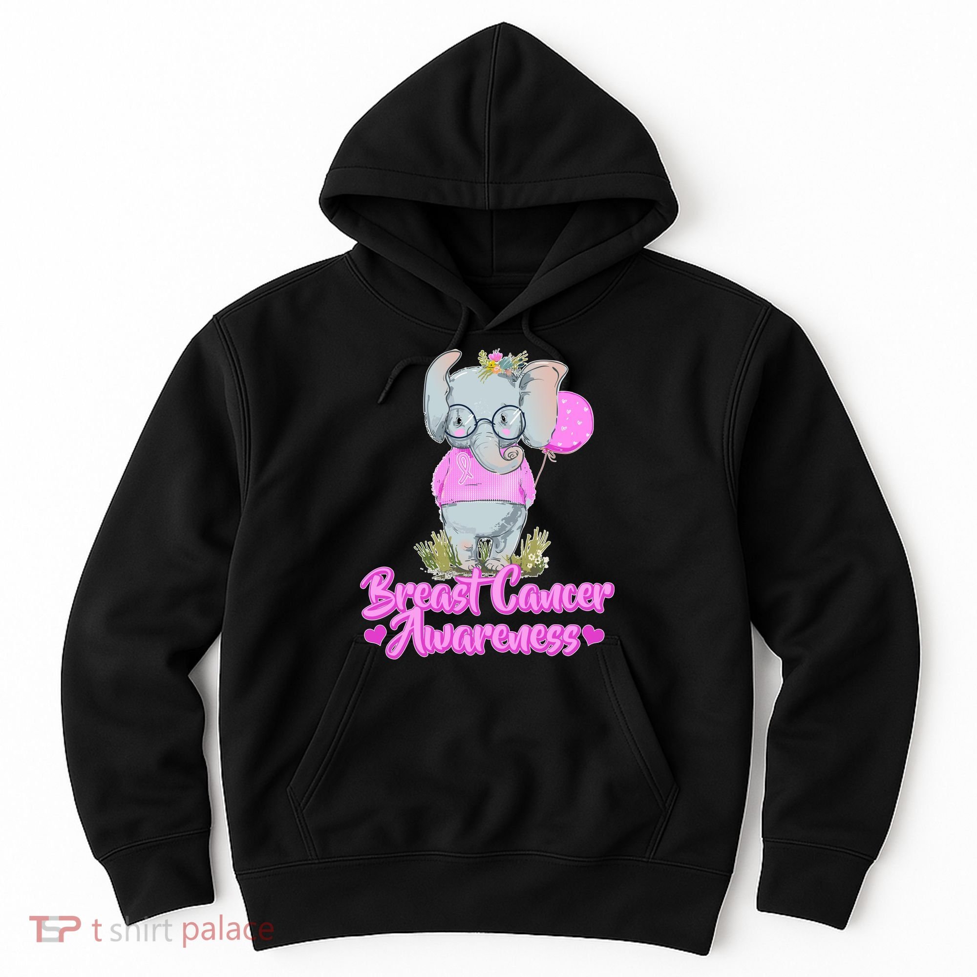 Cute Pink Elephant Breast Cancer Awareness Hoodie