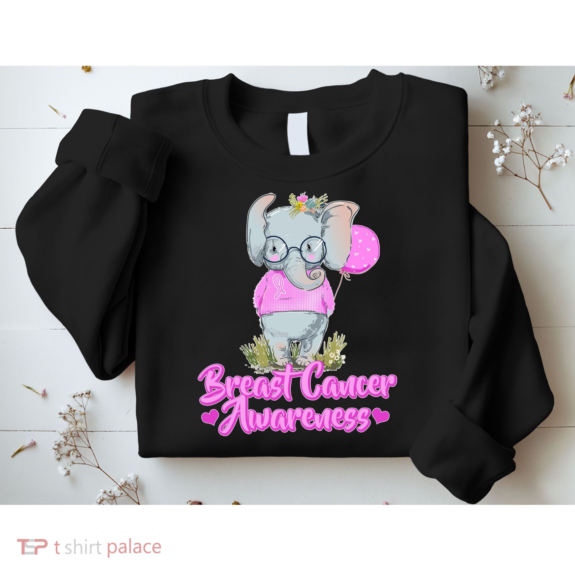 Cute Pink Elephant Breast Cancer Awareness Sweatshirt