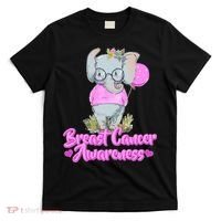 Cute Pink Elephant Breast Cancer Awareness T-Shirt thumb 0