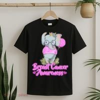 Cute Pink Elephant Breast Cancer Awareness T-Shirt thumb 2