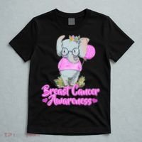 Cute Pink Elephant Breast Cancer Awareness T-Shirt thumb 5
