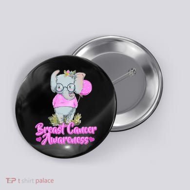 Cute Pink Elephant Breast Cancer Awareness Button